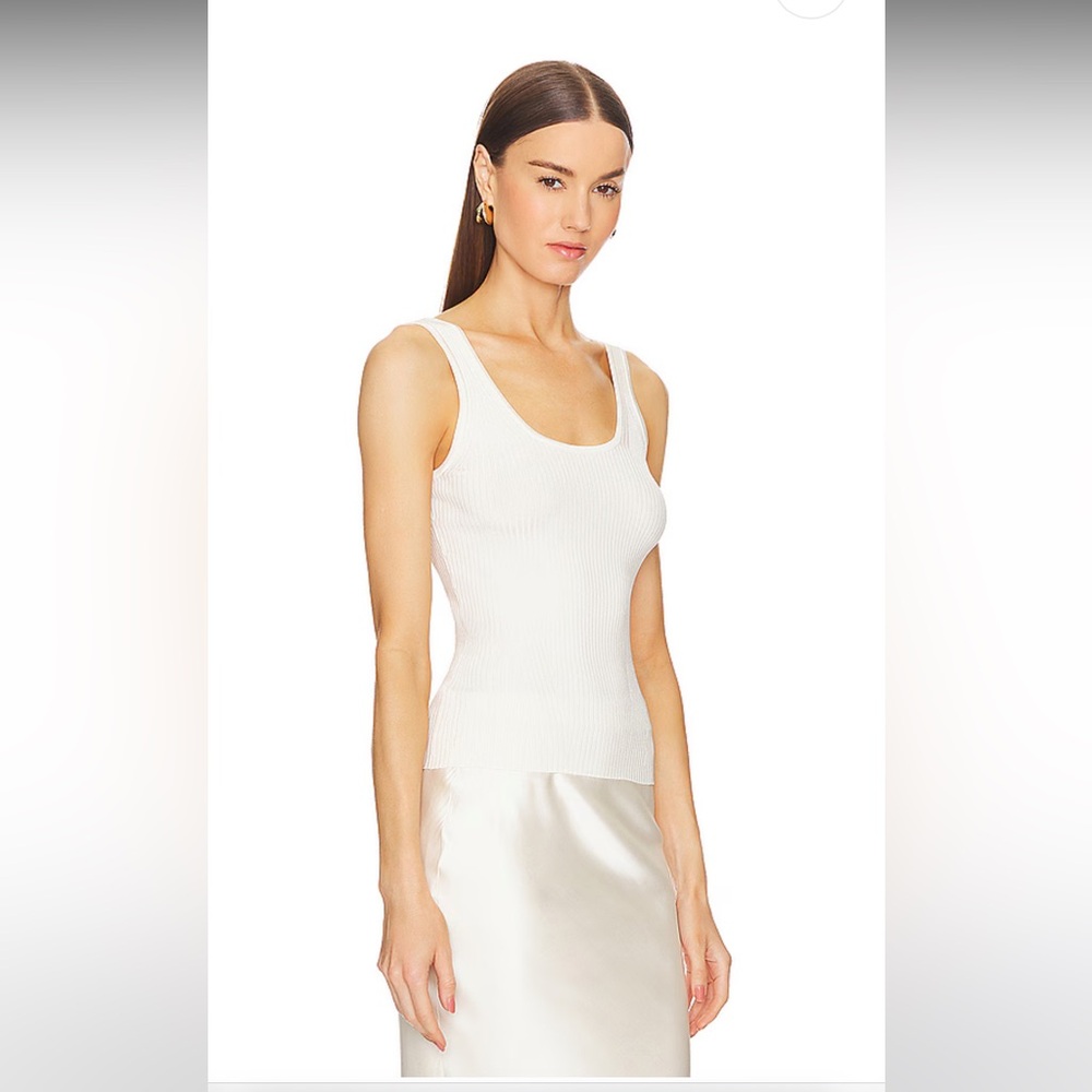 ZIMMERMANN Rib Scoop Neck Stretch Tank in White Size 2/M ( US Size 6- 8)orig$250